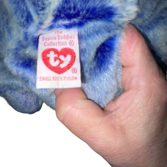 Vintage Ty Beanie Buddies Teddy Bear Plush Periwinkle Stuffed 2001 Nursery Blue - Picture 9 of 13